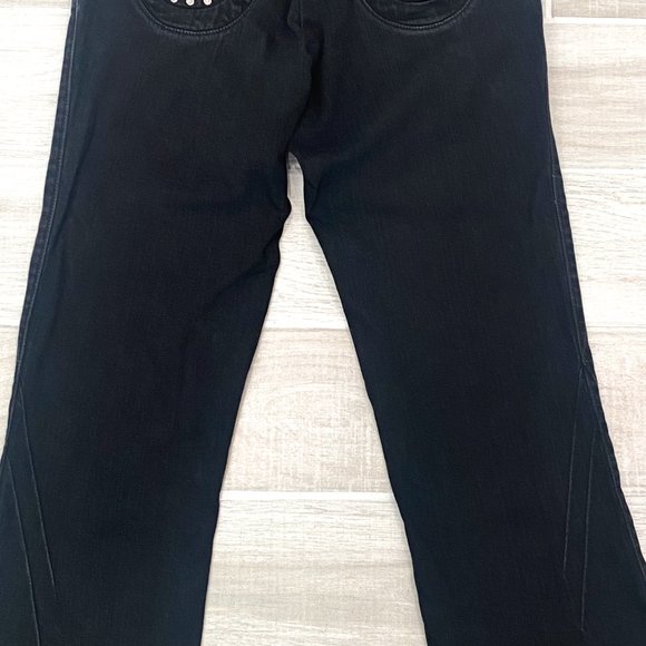 Vintage GHG Mid-Rise Straight Leg Studded Pocket Jeans in Black Denim Size 29 - Picture 12 of 15
